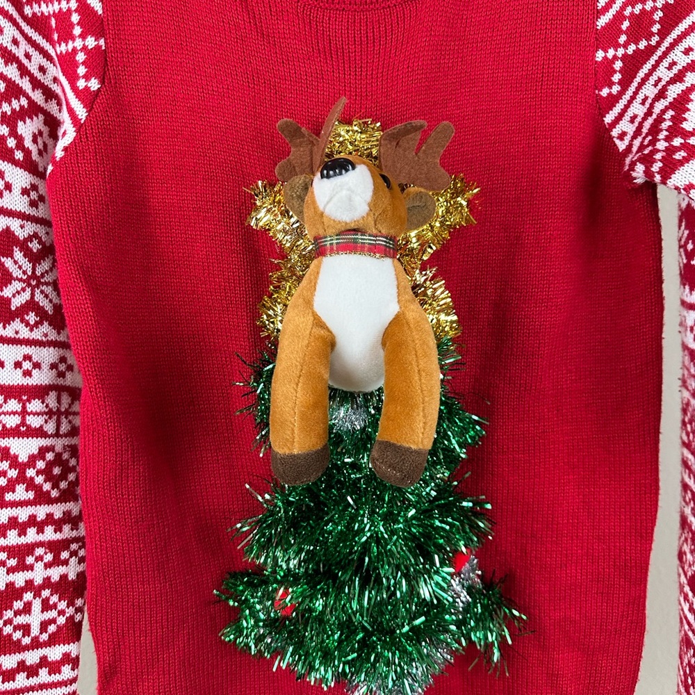 No Boundaries‎ Juniors' Plush Holiday Pop-out Animal Holiday Christmas Sweater - Picture 6 of 11